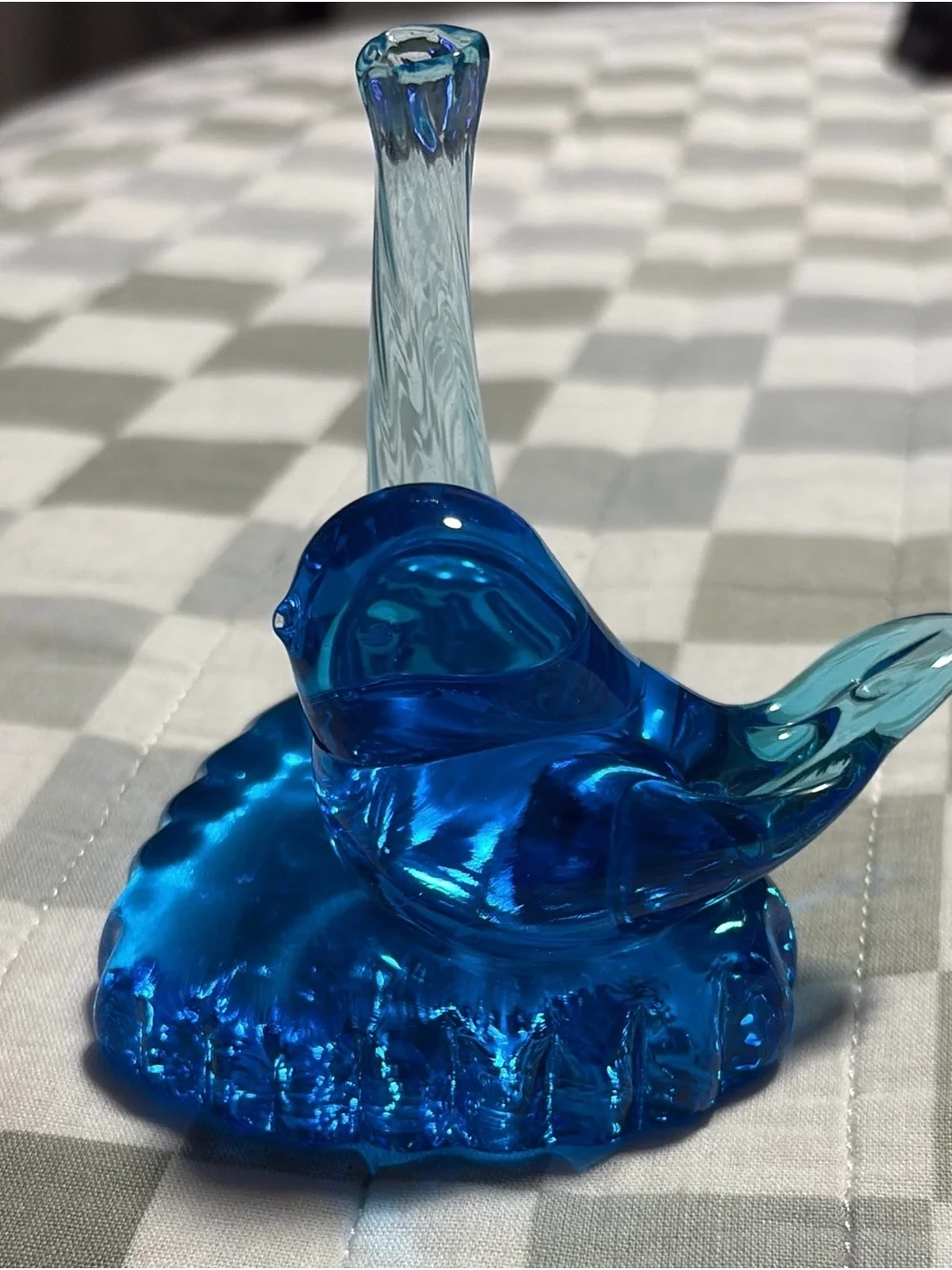 Blue Bird of Happiness Leo Ward Glass Bud Vase